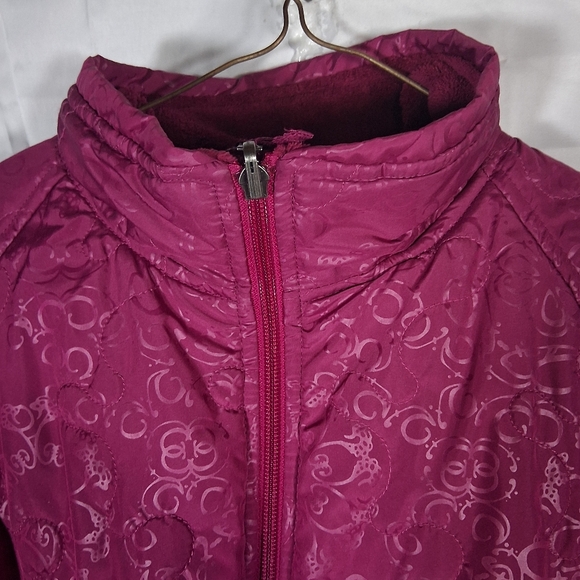 White Sierra Lined Floral Fuschia/Pink Barbiecore Women's Puffer Jacket M - Picture 6 of 12